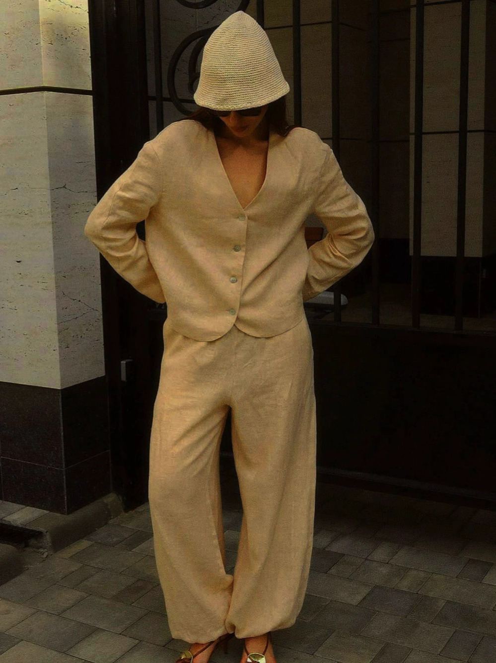Zara Fall Relaxed Cotton Cardigan and Pants Set